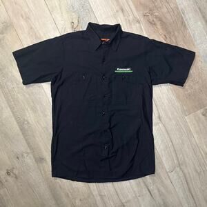 Red Kap Shirt Mens Medium Black Kawasaki Short Sleeve Workwear Biker Adult